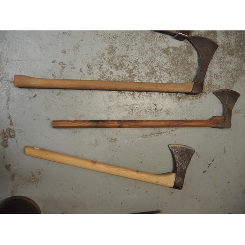 91 - Group of six various woodcutter's axes