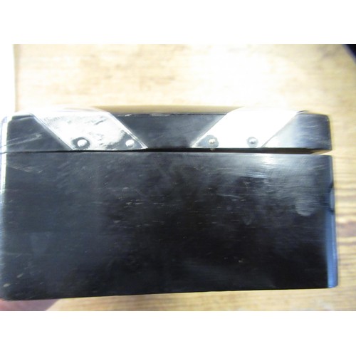 681 - Rectangular silver mounted ebony bridge box