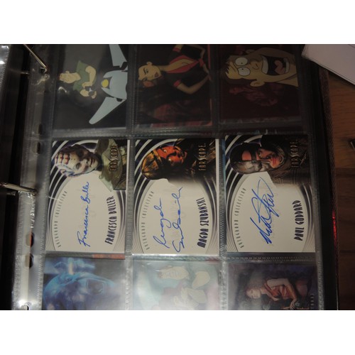 288 - Five albums containing Babylon 5, Stargate Atlantis, and Farscape trading cards, including some auto... 