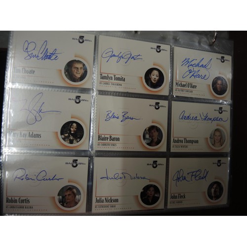 288 - Five albums containing Babylon 5, Stargate Atlantis, and Farscape trading cards, including some auto... 