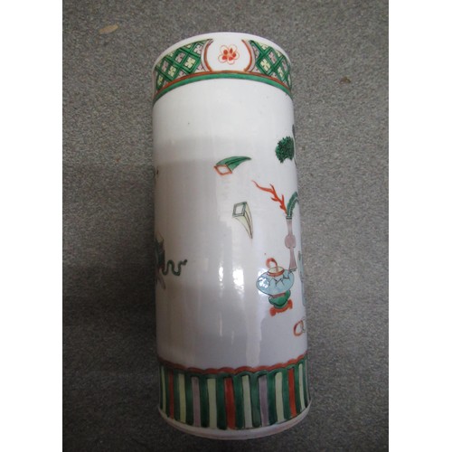 488 - Chinese cylindrical vase, together with a quantity of other ceramics