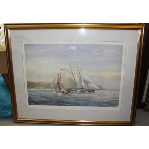 1122 - Michael Lees, pair of signed colour prints, marine scenes, 38 x 58cm each, gilt framed