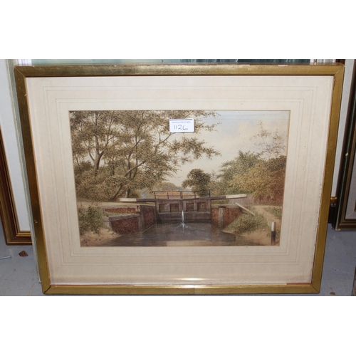 1126 - James Lawson Stewart, pair of gilt framed watercolours, views of a lock on the old Fleet canal, Hamp... 