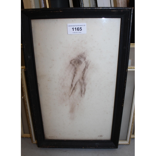 1165 - Attributed to G.F. Watts, sketch of a figure study titled ' Venus ', bearing monogram, 31 x 18cm