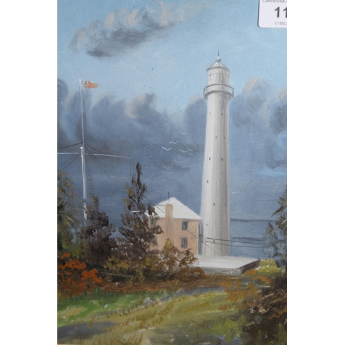 1166 - Pair of oils on card, inscribed verso ' Gibbs Hill Lighthouse, Bermuda ' and ' The Royal Palms, Berm... 