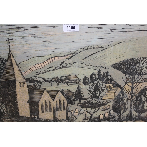 1169 - Florence M. Higgs (Australian),  artist proof woodblock print of Limpsfield, Surrey, with church to ... 