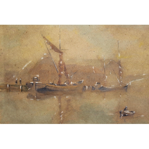 1172 - Howard Warner BWS, watercolour, estuary scene with various figures and moored boats, 20 x 25cm, unfr... 