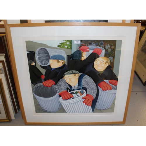 1181 - Beryl Cook, signed Limited Edition colour print ' Dustbinmen ', No. 177 of 300, 61 x 67cm, framed