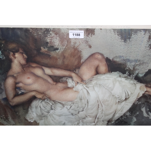 1188 - Sir William Russell Flint, signed colour print ' Reclining Nude I ', blind stamp to the margin, 31 x... 