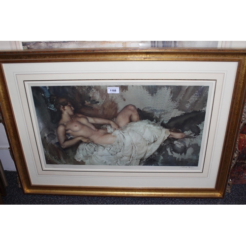 1188 - Sir William Russell Flint, signed colour print ' Reclining Nude I ', blind stamp to the margin, 31 x... 