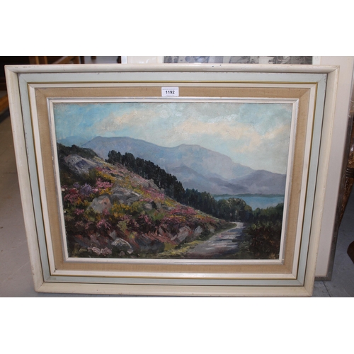 1192 - Henry Hadfield Cubley, oil on canvas, mountain landscape, signed to the stretcher verso and dated 19... 