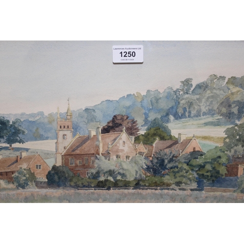 1250 - Rale Bas, pair of watercolours, ' Cothelstone Church and Manor, Somerset ', signed, 23 x 46cm each