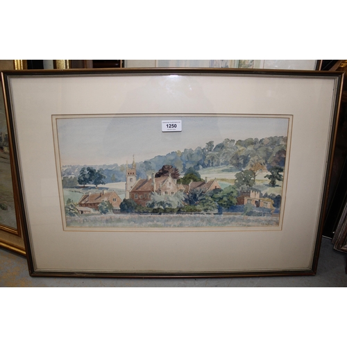 1250 - Rale Bas, pair of watercolours, ' Cothelstone Church and Manor, Somerset ', signed, 23 x 46cm each