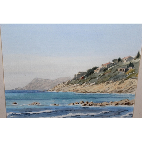 1251 - Arthur Byng, watercolour, coastline on the Riviera, signed, 20 x 24cm, together with a quantity of o... 