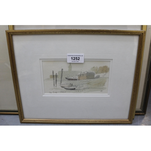 1252 - Sir Hugh Casson, watercolour, ' Low Tide, Chelsea ', bearing Royal Academy Summer 1985 label verso, ... 