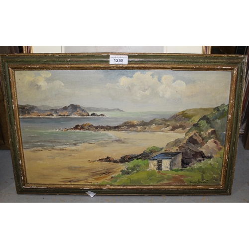 1258 - William J. Burrows, oil on canvas board, view at Magherclougher Strand County Donegal, signed, 27 x ... 