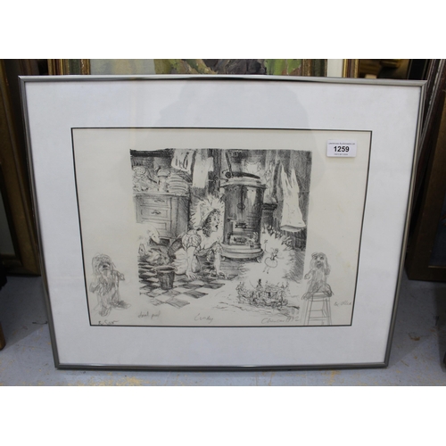 1259 - Chris Orr, artist signed proof print, ' Cindy ', with pencil sketches to the border, 27 x 37cm, fram... 