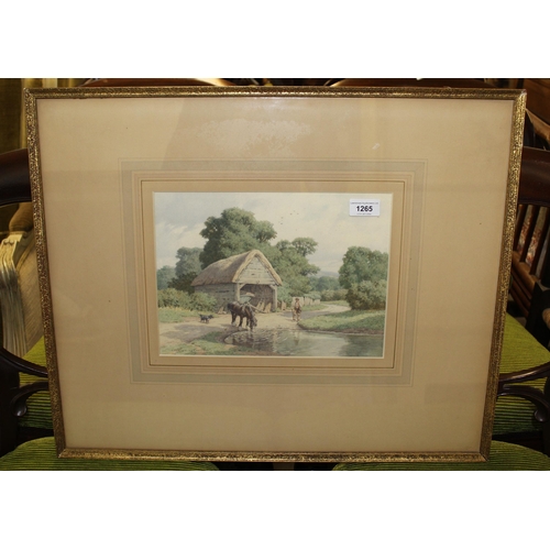 1265 - Stanley Anderson watercolour, ' The Lane to The Hills ', with horse watering, signed framed, bearing... 