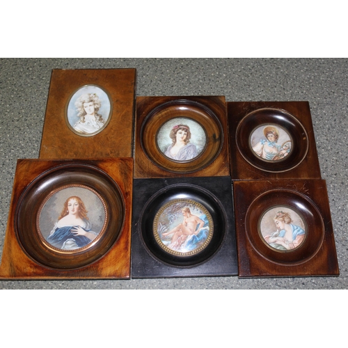 1319 - Collection of six various early to mid 20th Century miniature paintings on ivorine, portraits