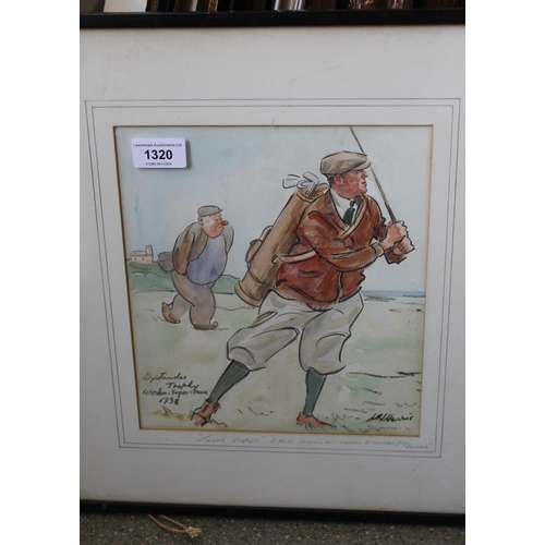 1320 - H.H. Harris, watercolour illustration of a golfer ' Bystander Trophy, Weston-Super-Mare, 1938 ', 24 ... 