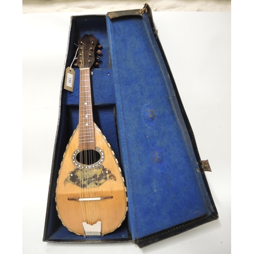 133 - Early 20th Century inlaid mandolin in fitted case