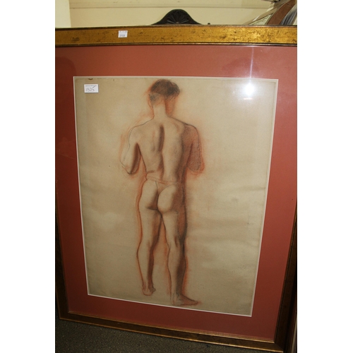 1375 - Pencil drawing, male nude study ' Don ', signed ' Stone 62 ', 42 x 28cm, gilt framed, together with ... 