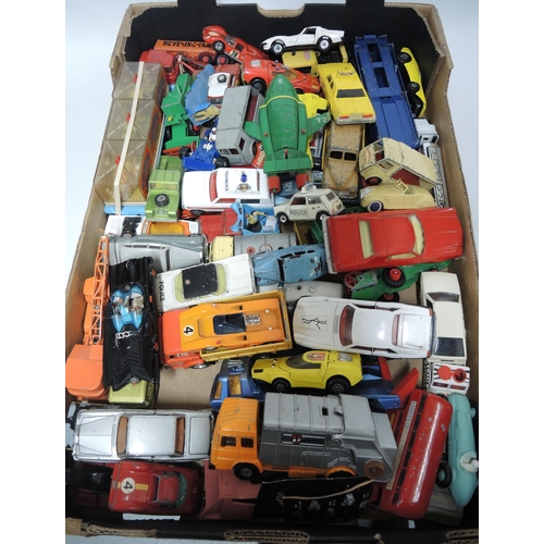 139 - Box containing a quantity of various diecast playworn vehicles including Corgi, Matchbox, Thunderbir... 