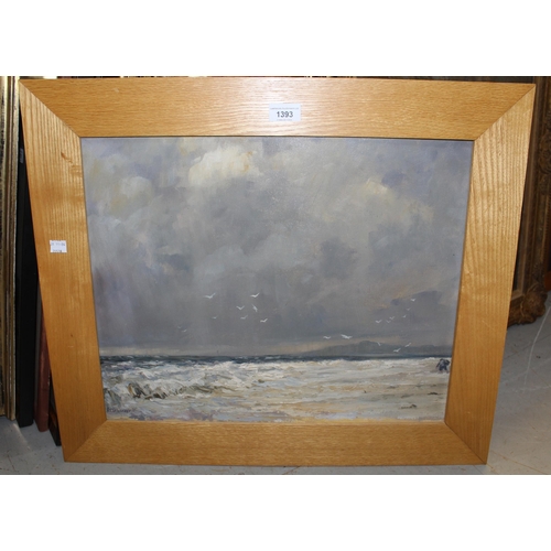 1393 - R.H. Talmadge, oil on board, coastal scene ' The Beachcombers ', signed, 40 x 50cm, framed