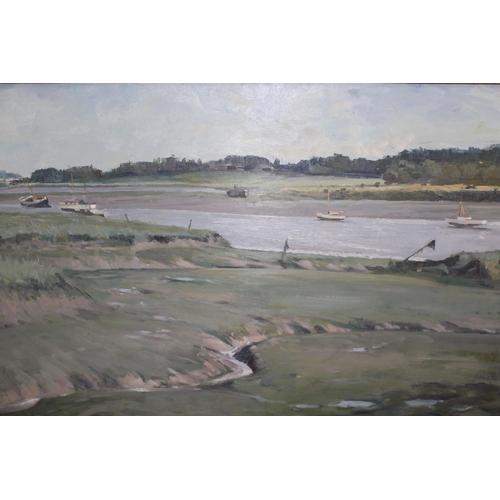 1394 - R.H. Talmadge, oil on board, ' Low Tide, Deben Estuary ', 49 x 74cm, framed