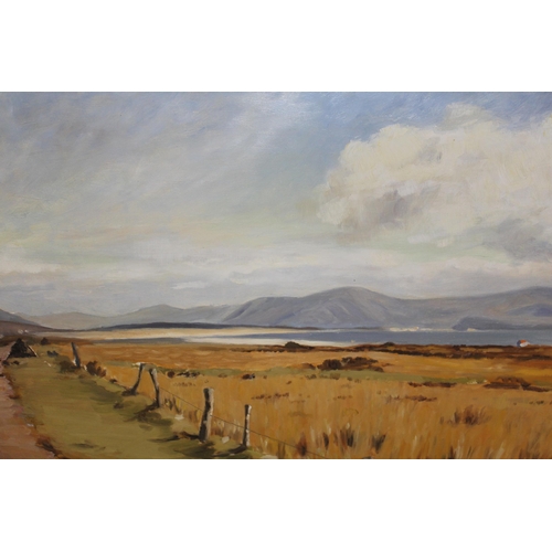 1396 - R.H. Talmadge, oil on board, view of Waterville, County Kerry, 50 x 75cm approximately, framed