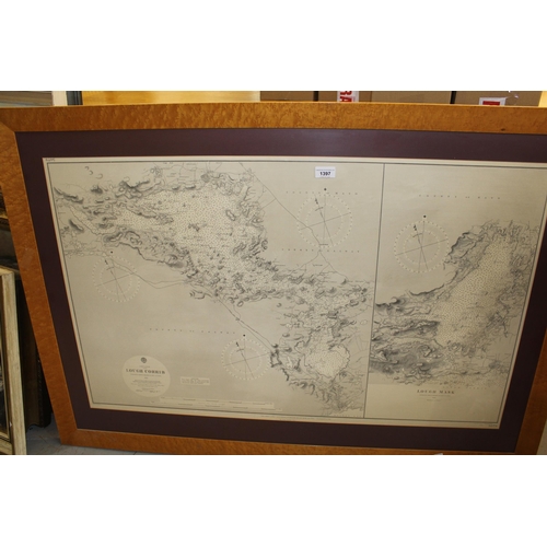 1397 - 1846 mariner's chart of Loch Corrib (1959 reprint), framed