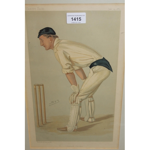 1415 - Group of nine Spy cricket related prints, ' Oxford Cricket ', ' The Croucher ', ' A Century Maker ',... 