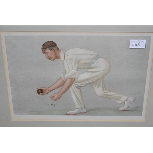 1415 - Group of nine Spy cricket related prints, ' Oxford Cricket ', ' The Croucher ', ' A Century Maker ',... 