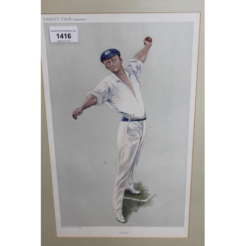 1416 - Group of six Vanity Fair cricket related prints by Lib, Stuff and others, ' Charlie ', ' WW ', ' A B... 