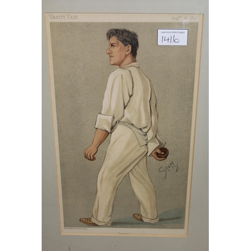 1416 - Group of six Vanity Fair cricket related prints by Lib, Stuff and others, ' Charlie ', ' WW ', ' A B... 