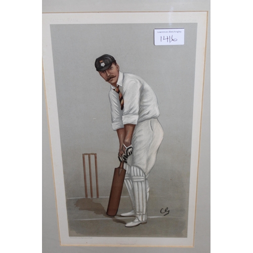 1416 - Group of six Vanity Fair cricket related prints by Lib, Stuff and others, ' Charlie ', ' WW ', ' A B... 