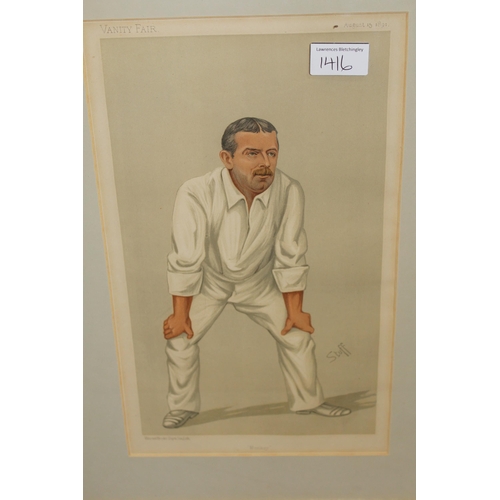 1416 - Group of six Vanity Fair cricket related prints by Lib, Stuff and others, ' Charlie ', ' WW ', ' A B... 