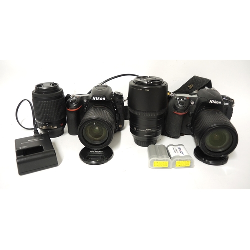 144 - Nikon D750 digital camera with lens, another Nikon D300 digital camera with lens, together with two ... 