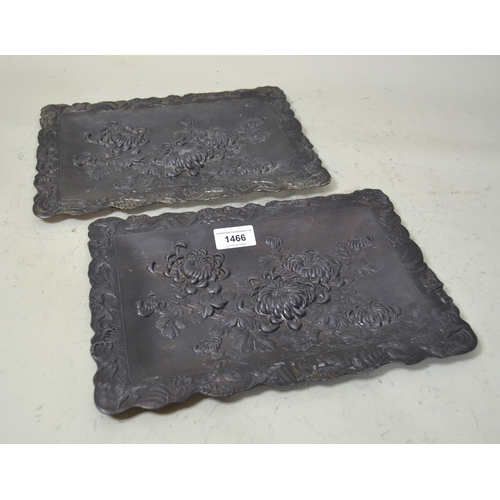 1466 - Two rectangular Japanese antimony trays