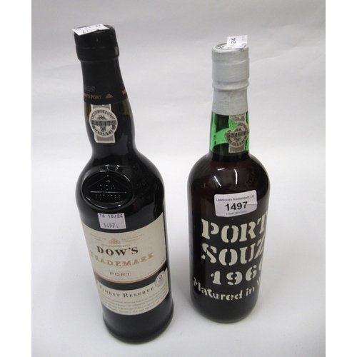 1497 - One bottle, Porto Souza 1966 and one bottle of Dows Trademark port