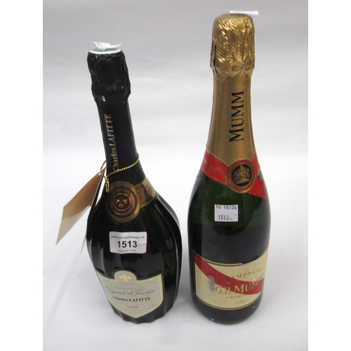 1513 - One bottle Charles Lafitte 1985 Champagne, together with one bottle Mumm Champagne