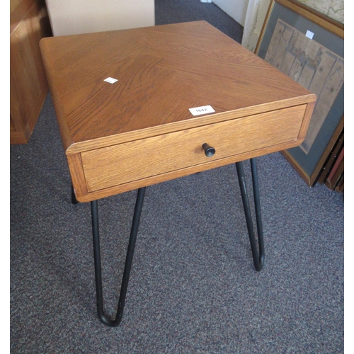 1642 - John Lewis oak bedside table on stylised metal legs