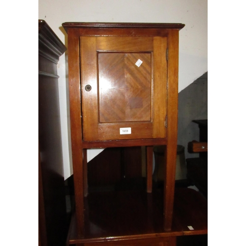 1659 - Mahogany single door bedside cabinet on square tapering supports, 40 x 37 x 75cm (at fault), togethe... 