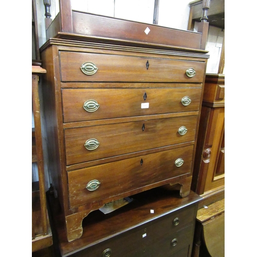 1666 - 19th Century mahogany straight front chest of four long drawers with oval brass handles, 75 x 41 x 8... 