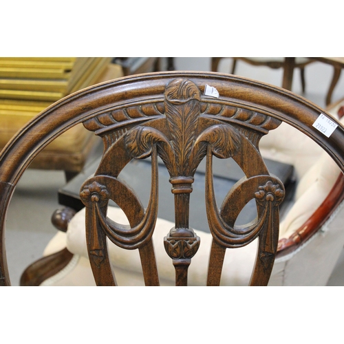 1672 - Reproduction mahogany D-end dining table on splayed reeded supports, with one extra leaf,  together ... 