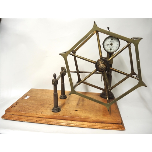 168 - John Nesbitt, Manchester, brass wool winder with counter on mahogany plinth base