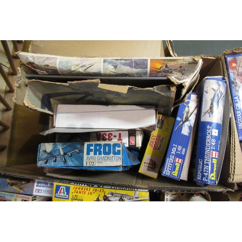 170 - Four boxes containing a quantity of unbuilt model aircraft kits, including Airfix, Revel, Italeri an... 