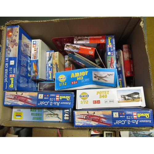 170 - Four boxes containing a quantity of unbuilt model aircraft kits, including Airfix, Revel, Italeri an... 