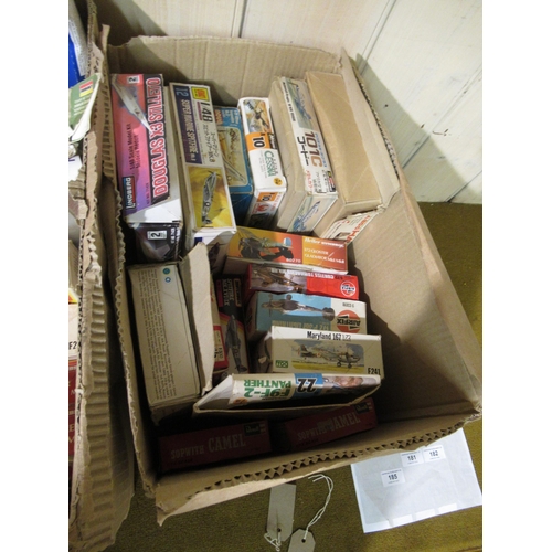 171 - Four boxes containing a quantity of unbuilt model aircraft kits, including Airfix, Revel, Italeri an... 