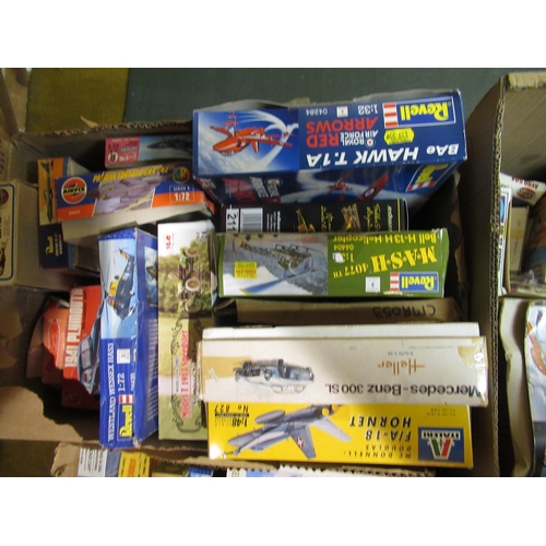 172 - Four boxes containing a quantity of unbuilt model aircraft kits, including Airfix, Italeri and Tamiy... 